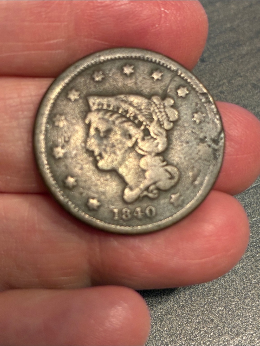 Vintage 1840 Liberty one cent coin